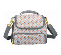 BUILT Insulated Lunch Bag with 'The Stylist' Design, Polyester, Grey/White, 18.5 x 27 x 21 cm