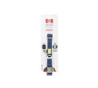 BUILT PET NightSafe Reflective Adjustable Dog Collar, Helps you See Animals in the Dark, High Visibility Evening & Winter Dog Walking Safety Collar with Light Reflecting Trim, Medium, 35 - 51cm, Blue