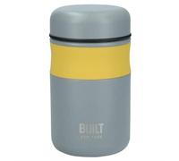 BUILT Double Wall Vacuum Insulated Food Flask for Hot and Cold Foods, Stainless Steel, Grey, 490 ml