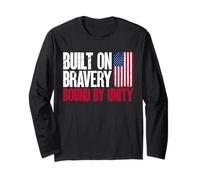 Built on Bravery Design - Bound by Unity USA Flag Graphic Long Sleeve T-Shirt