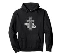 Built on Rock christian cross bold faith Pullover Hoodie