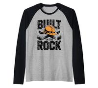 Built on The Rock Christian Faith Construction Worker Raglan Baseball Tee