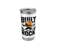 Built on The Rock Christian Faith Construction Worker Stainless Steel Insulated Tumbler