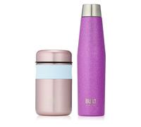 Built Perfect Seal 540ml Hydration Bottle & Food Flask Set AQUA GLITTER