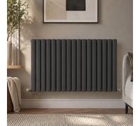 Built Right Oval Designer Radiator, Central Heating Radiator, Horizontal & Vertical Single or Double Panel Oval Tube Radiator, White or Anthracite, Multiple Sizes (Anthracite, 600 x 1020 - Single)