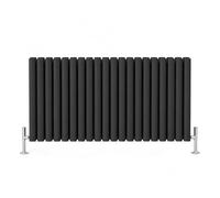 Built Right Oval Designer Radiator, Central Heating Radiator, Horizontal & Vertical Single or Double Panel Oval Tube Radiator, White or Anthracite, Multiple Sizes (Anthracite, 600 x 1200 - Double)