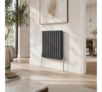 Built Right Oval Designer Radiator, Central Heating Radiator, Horizontal & Vertical Single or Double Panel Oval Tube Radiator, White or Anthracite, Multiple Sizes (Anthracite, 600 x 600 - Double)