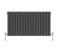 Built Right Oval Designer Radiator, Central Heating Radiator, Horizontal & Vertical Single or Double Panel Oval Tube Radiator, White or Anthracite, Multiple Sizes (Anthracite, 600 x 1020 - Double)