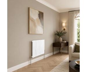 Built Right Oval Designer Radiator, Central Heating Radiator, Horizontal & Vertical Single or Double Panel Oval Tube Radiator, White or Anthracite, Multiple Sizes (White, 600 x 600 - Single)