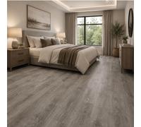 Built Right SPC Vinyl Click Lock Flooring - Wood Effect Waterproof Planks, 6.5mm Thick, Easy Interlocking Installation, Luxury Vinyl Flooring for Bathroom, Kitchen, Bedroom - 1.79m² Pack, Rustic Grey