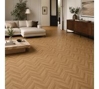 Built Right SPC Vinyl Click Lock Herringbone Flooring - Country Oak Wood Effect Planks, 6.5mm Thick, Easy DIY Installation, Luxury Vinyl Flooring for Bathroom, Kitchen, Bedroom - 1.11m² Pack
