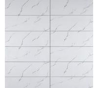 Built Right Tile Effect PVC Shower Wall Panels 0.6m x 2.4m | Waterproof Bathroom Cladding Splash Panels for Shower, 10mm Thick Panel | Wet Room Splashback Panel Pack of 2, Covers 2.88m² (White Marble)