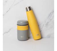 Built Stylist 490ml Food Flask and Perfect Seal 540ml Yellow Hydration Bottle Set