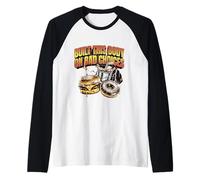 Built This Body On Bad Choices Funny Junk Food Burger Donut Raglan Baseball Tee