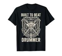 Built to Beat Drummer Vintage Snare Drum Hardware Shield Art T-Shirt
