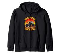 Built Tough Since 2022 Monster Truck Kids Zip Hoodie