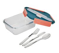 Built Tropics Glass Lunch Box 900ml with Cutlery Set - Leakproof Food Storage Container, Durable Borosilicate Glass Meal Prep Box with Tropical Design, BPA-Free Lid, Microwave & Dishwasher Safe