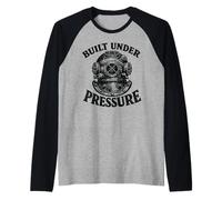 Built Under Pressure Oldschool Vintage Dive Suit Scuba Diver Raglan Baseball Tee