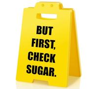 BuiltFit Blood Sugar Pill Reminder - But First Check Sugar, Funny Medical Alert Desk Sign Decor Health Reminders for Women Men Diabetics Insulin Users Nurses Doctors Christmas Stocking Stuffers