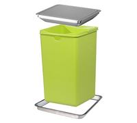 BuiltIn Square Trash Can Stainless Steel Swing Lid Recessed Waste Bin for Kitchen Countertop & Office Modern Silver Design Durable 430 Material