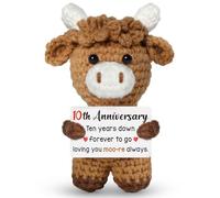Buioata 10th Anniversary Wedding Gift for Her Him Wife Girlfriend, Positive Crochet Animals, Crochet Doll Cow,Ten Year Couples Gift, 10th Wedding Anniversary Presents for Boyfriend, Husband, Him