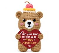 Buioata 1st Wedding Anniversary Crochet Bear Gift for Couple Husband Wife