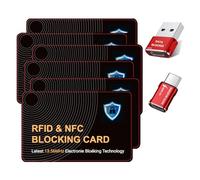BUISAMG RFID Blocking Card, Credit Card Protector, One Card Protects Entire Wallet Purse, RFID/NFC Contactless Bank Card Protector, ID ATM Guard Card Blocker, with 4-in-1 data blocker, Black, 5 Pcs