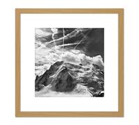Buisse Mont Blanc Tacul Mountain Summit Photo 8X8 Inch Square Wooden Framed Wall Art Print Picture with Mount Artery8 Light Oak One Size
