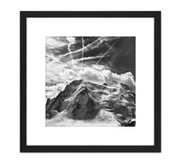 Buisse Mont Blanc Tacul Mountain Summit Photo 8X8 Inch Square Wooden Framed Wall Art Print Picture with Mount Artery8 Black One Size