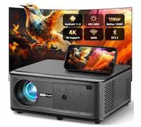 [Buit-in Apps & Auto Keystone] Smart Projector 28000 Lumen Native 1080P Full HD Support 4K, WiFi 6 & Bluetooth, Auto Keystone & Electric Focus, Mini Projector for Bedroom Home Office Outdoor