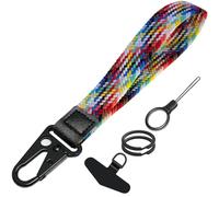 BuitBoll Stretchy Wristlet Keychain, Wrist Lanyard Strap Key Chain Holder to Hold Keys Wallet Phone ID Badge for Men Women, Colorful, S