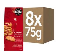 Buiteman Cheddar Cheese Biscuits Pack of 8 × 75g - Luxury Dutch Savoury Snacks in Red Gift Boxes - Gourmet Baked Crackers with Mature Cheddar - Perfect for Gifting, Entertaining & Wine Pairing