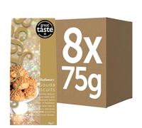 Buiteman Gouda Cheese Crumble Biscuits Pack of 8 × 75g - Luxury Dutch Savoury Snacks in Gold Gift Boxes - Gourmet Baked Crackers with Aged Gouda Cheese - Perfect for Gifting, Sharing & Wine Pairing
