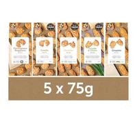 Buiteman Savoury Cheese Biscuit Selection: Swiss Gruyère, Gouda, Gouda & Chive, Parmigiano Reggiano, and Cheddar (5 x 75g)