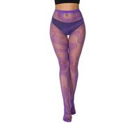 Buitifo Women Sexy Tights Patterned Fishnet Stockings Thigh High Pantyhose Leggings(purple SE,M)
