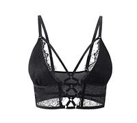 Buitifo Womens Cami Bra Criss Cross Eyelash Crop Top Bra Sexy Vest Bralette Busiter Lingerie (Black,S)