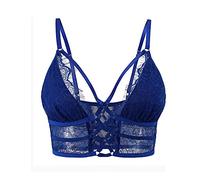Buitifo Womens Cami Bra Criss Cross Eyelash Crop Top Bra Sexy Vest Bralette Busiter Lingerie (Blue,L)