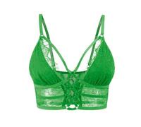 Buitifo Womens Cami Bra Criss Cross Eyelash Crop Top Bra Sexy Vest Bralette Busiter Lingerie(DarkGreen,XL