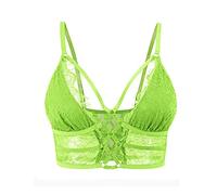 Buitifo Womens Cami Bra Criss Cross Eyelash Crop Top Bra Sexy Vest Bralette Busiter Lingerie (Green,M)