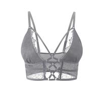 Buitifo Womens Cami Bra Criss Cross Eyelash Crop Top Bra Sexy Vest Bralette Busiter Lingerie(Grey,L
