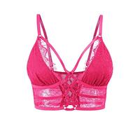 Buitifo Womens Cami Bra Criss Cross Eyelash Crop Top Bra Sexy Vest Bralette Busiter Lingerie (Pink,M)