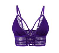 Buitifo Womens Cami Bra Criss Cross Eyelash Crop Top Bra Sexy Vest Bralette Busiter Lingerie(Purple,M