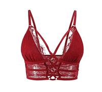 Buitifo Womens Cami Bra Criss Cross Eyelash Crop Top Bra Sexy Vest Bralette Busiter Lingerie (Red,L)