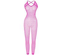 Buitifo Womens Sexy Bodysuit Fishnet Tights Bodycon Jumpsuit Lingerie(Rosered 1044,one size)