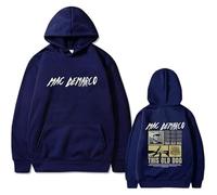 BUIWOT Hoodie Long Sleeve Street Winter Couple Hoody Singer Mac Demarco Double-Sided Printed Drawstring Sweatshirt Oversize Fashion Casual Long Sleeve Men's and Women's Sweatshirt-Navy blue||l