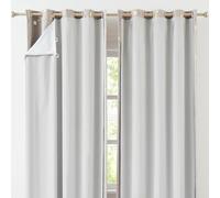 Bujasso Full Blackout Curtain Liner Thermal Light Gray White Insulated Drapery Liner Noise Reducing Energy Efficient Window Panel Solid Color for Living Room Bedroom, 2 Panels with Hook 46" W x 88" H