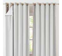 Bujasso Full Blackout Curtain Liner Thermal Light Gray White Insulated Drapery Liner Noise Reducing Energy Efficient Window Panel Solid Color for Living Room Bedroom, 2 Panels with Hook 66" W x 70" H