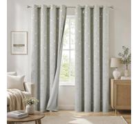 Bujasso Grey Blackout Curtains Print Golden Leaf Patterned 54"x90" Grommet | Full Blackout Woven Fabric, Gold Metallic Leaf Print, Thermal Insulated For Energy Saving, Grommet Top, Room Darkening