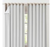Bujasso Light Gray White 100% Blackout Curtain Lining Thermal Insulated Window Drapery Liner for Bedroom Living Room Light Blocking Heat Cold Protection Solid Color 2 Panels with Hooks 90" W x 70" H