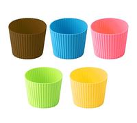 Bujingyun 5pcs Assorted Colors Heat-Resistant Silicone Nonslip Coffee Cup Sleeve,Resistant Reusable Glass Bottle Mug Cup Sleeve Protector Cover